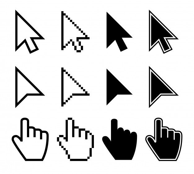 Premium Vector | Clicking mouse cursors, computer finger pointers vector set